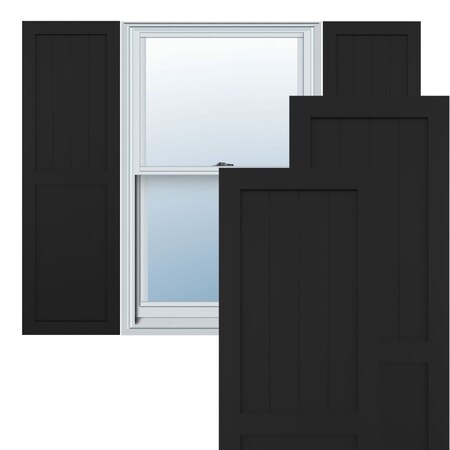 True Fit PVC Farmhouse/Flat Panel Combination Fixed Mount Shutters, Black, 15W X 68H